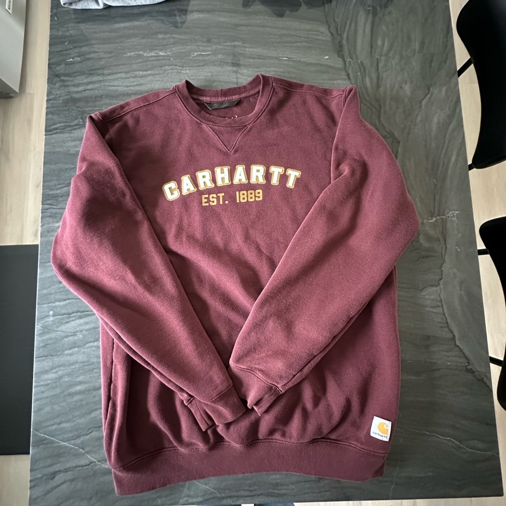 Carhartt Men's Burgundy Crewneck Sweatshirt with Logo